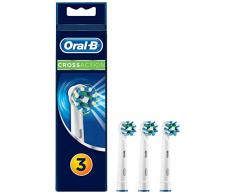 Oral-B Crossaction - Cabezal de Recambio, Set de 3 Recambios para Cepillo Eléctrico Recargable, Cabezal Redondeado con Diseño de Inspiración Profesional para Limpiar Diente por Diente, Blanco