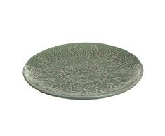 Hogar Deco Centro de Mesa Comedor y Salon Decorativo Ceramica Redondo Verde 25 cm