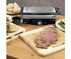 Cecotec Parrilla eléctrica, Plancha y Sandwichera Rock'nGrill 1500 Panini Grill, Sandw, Acero/Negro