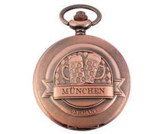 Reloj de Bolsillo de Excellanc, diseño de Múnich, Copas de Cerveza, Color Blanco, Aspecto de Cobre, analógico, de Cuarzo, de Metal