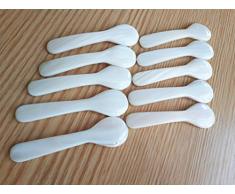 DUEBEL Set de 10 Cucharas de Caviar Blanco MOP Cuchara de Madre Perla para Caviar, Servicio de Café (Blanco, 8x2.3cm)