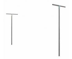 Tendedero desmontable en acero galvanizado en frío. Hay que cementarlo en el suelo y lleva tornillos. El hilo para tender la ropa no está incluido, con tapones en pvc negro.