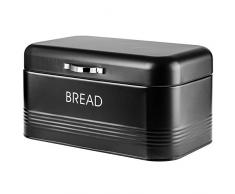 KADAX - Panera de acero inoxidable cepillado, 30 x 18 x 16 cm, recipiente de pan espacioso con tapa gruesa, para conservar el pan fresco durante más tiempo, acero inoxidable, Negro , 30 x 18 x 16 cm