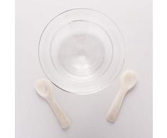 DUEBEL Glass Caviar Chiller Server Set Plus 2 Piezas x Cuchara de Caviar de Madre Perla 8cm - Universal Martini, Wine, Licor Cocktail Chiller