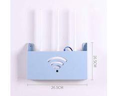 Router Caja de almacenamiento gratuito ponche de montaje en pared del router inalámbrico Wifi Caja de almacenamiento Set-Top Box rack Salón Dormitorio caja de cable,Azul