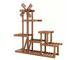 JHHL Estante de Flores de Madera Maciza Mejora Estante Maceta Molino de Viento Expositor de Flores y Plantas para jardín Exterior/balcón