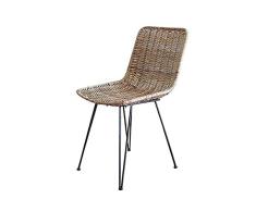 QQXX Hierro Forjado Balcón Exterior Silla de salón, Muebles de ratán Mesa de Centro Silla de Interior y Exterior de caña, sillón Hecho a Mano Muebles para el hogar (Tamaño: B 48x42x87cm)