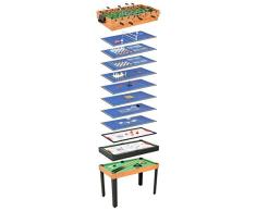 Festnight Mesa Multijuegos Mesa de Juegos Mesa multifunción 15 en 1 Color Arce Juegos Diferentes Futbolín, Ajedrez, Damas, Backgammon, Tenis de Mesa, Shuffle, Hockey de Aire, etc 121x61x82 cm