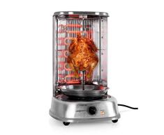 oneConcept Kebab Master - Parrilla vertical giratoria, Pollo, Gyros, Pincho giratorio verical, Grill eléctrico, 1800 W, Reparto calor 360°, Desmontable y apto para lavavajillas