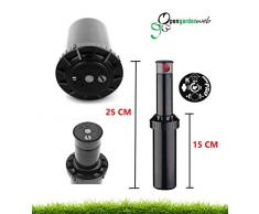 5 x Aspersor de Turbina Pop-Up 1/2" Mini-Pro K-Rain con 20 boquillas de Repuesto Gratis. Ajustable hasta 360 °. Cubierta de Goma. Amplia compatibilidad de Cabezales. Mecanismo antiatascos.