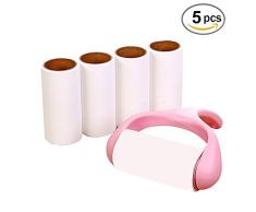 B•You Rodillo de Pelusa, Rodillos Pegajosos Super Viscous Force Cleaner Removedor de Polvo para Tela Pet pelos Sofa Floor Car Furniture 300 Hojas 1 Mango + 5 Rollos de Papel de Repuesto