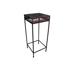 Metal Flores taburete/mesa auxiliar Shabby efecto antiguo marrón rectangular
