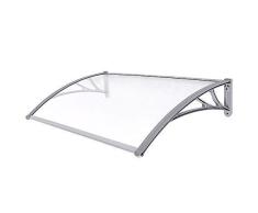 SONGMICS Marquesina para Puertas Ventanas Toldo Cubierta de policarbonato de 3 mm Transparente 125 x 75cm GVH128