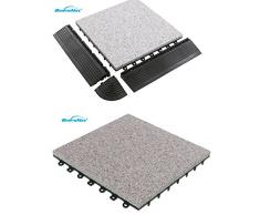 BodenMax® Baldosas de suelo de granito de piedra natural Juego Baldosas de suelo de 30 x 30 cm Baldosa de piedra de pizarra Baldosa de terraza Baldosa de piedra antracita Baldosa de clic negro gris (8