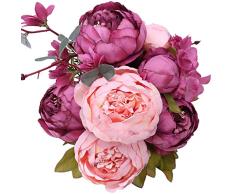 StarLifey Vintage Ramo de Flores de peonia Rosa, Artificiales, para Boda decoración para el hogar