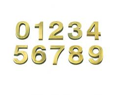 LIOOBO 10pcs 0-9 Muestra de número para la casa del Hotel Puerta Dirección Número Placa Etiqueta Placa Muestra 5 CM (Dorado)