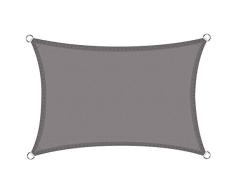 Cool Area Toldo Vela de Sombra Rectangular 2 x 3 Metros, Impermeable Protección UV para Patio Exteriores Jardín, Color Gris