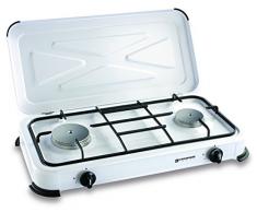Kemper Group 104981 Mesa Gas Color blanco hobs - Placa (Mesa, Gas hob, Acero inoxidable, Color blanco, Giratorio, Frente)