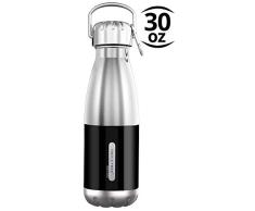 Botella de agua,TRIPLE TREE Botella de Agua Acero Inoxidable,Botella con aislamiento de vacío de doble pared 850ML Térmicos Deportiva Termo Niños Sin BPA Reutilizables Water Bottle Deporte Gym(Negro)