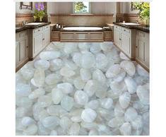 Papel tapiz 3D personalizado para el piso Adoquín blanco Sala de baño Cuarto de baño Mural impermeable Vinilo autoadhesivo Papel tapiz fotográfico 3D 300x200cm