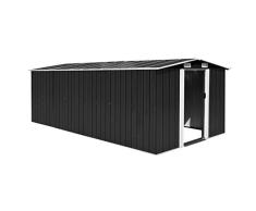 vidaXL Caseta de Jardín Metal Antracita 257x497x178cm Jardín Patio Cobertizo
