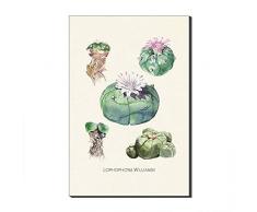 Five-Seller Aquarell Lophophora Williamsii Kaktus - Póster de Acuarela y Cactus, Kein Rahmen, 30 x 50 cm