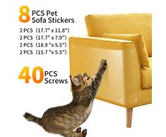 Pidsen Protector de Muebles Gatos, 8PCS Transparente Autoadhesivas contra Arañazos de Gato Protector con 40 Tornillos Rascador para Gatos y Perro, Protector de sofá para Detener