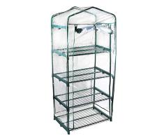 Invernadero de Jardín Caseta Mini Invernadero de 4 Niveles Sin Cita Previa con Cubierta de Plástico Transparente, Casa de Cultivo Compacta y Resistente al Agua para Propagar Semillas y Plantas de Cult