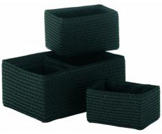 Kela 21780 Rimossa - Juego de cestas de almacenamiento (PP con forro interior de tela, 5 piezas), color negro