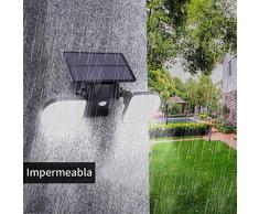 OUSFOT Luz Solar Exterior 56 LED Foco Solar con Sensor de Movimiento Lámpara Solar de Seguridad Impermeable IP65 360 ° Ajustable para Entrada Garaje Patio y Jardín