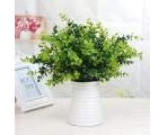 LIXIFF 3 Piezas Planta de simulación Césped Artificial Planta en Maceta Planta Verde Bonsai Sala de Estar Decoración Interior Floret 49 Malla Flores de plástico, 1