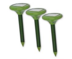 ISOTRONIC® Solar Ahuyentador de topos, Efectivas vibraciones por ultrasonido contra ratón, rata, hormiga, topillo, serpiente - Repelente de alta frecuencia para exteriores - Paquete de 3 piezas