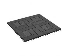 vidaXL 11x Baldosas de Porche de WPC 30x30 cm 1 m² Negro Suelos Moquetas Patio