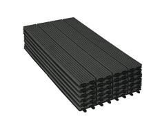 WOLTU 6x Suelo de WPC Baldosas de Madera Exterior para Porche Patios Jardin, 30 x 60 cm 1m² Suelo de Exterior Compuesta Azulejos Baldosas de WPC para Terraza Antracita