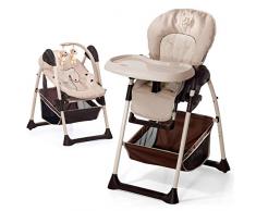 Hauck Sit N Relax - Hamaquita balancin y trona para recién nacidos, respaldo reclinable, chasis ligero, con arco móvile, mesa, ruedas, regulable en altura, plegable - beige marrón