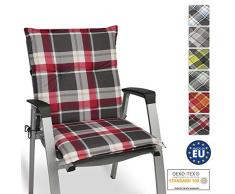 Beautissu Cojín para sillas de Exterior y jardín con Respaldo bajo Sunny RK Burdeos 100x50x6 cm tumbonas, mecedoras, Asientos cómodo Acolchado gomaespuma Resistente a Rayos UV