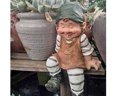 NO BRAND Decoracion De Escritorio Fairy Garden Enano Gnomo Estatua Figuras Jardín De Césped Adorno De Arte Decoración para El Hogar/Manualidades/Bonsai/Casa De Muñecas L3312,16X16X27 Cm