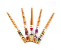 5 pares de estilo japonés sushi palillos regalo conjunto palillos de bambú conjunto lavable y reutilizable