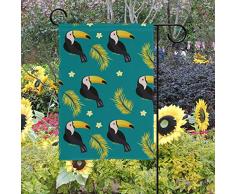 OKONE - Bandera de jardín de Doble Cara con diseño de baldosas de tucán para Patio al Aire Libre, 28x40(in)