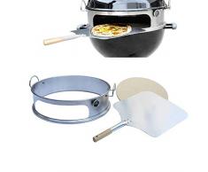 Onlyfire BRK-6023 inox pizza horno paquete completo PizzaRing para Weber 57 cm parrilla hervidor de agua y muchos otros modelos, pizza para carbón de leña parrilla hervidor