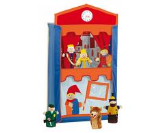 Teatro de títeres de madera maciza con 6 marionetas; 120cm de altura (Roba 6972)