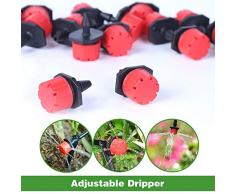 VEGKEY Sistemas de Goteo, 15m/ 50Ft Riego Jardin Kit de Riego por Goteo Sistema Conjuntos de Riego Ajustable Automático DIY Riego para Irrigación Jardín, Paisajes, Patio Plantas