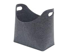 Fieltro Leña Cesta Almacenaje Portátil Tronco Bolsa Madera Portador Soporte Grande Cesto para Ropa Periódico Revista Juguete Libro Organizador Multi-Uso para Hogar - Gris Oscuro, Tamaño Libre