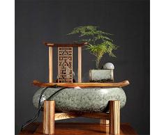 Dfghbn Fuente de Interior Chino de cerámica decoración de Agua Que Fluye Zen Crafts Fuente Viva de decoración de Interior Fuente de Agua de Mesa (Color : Photo Color, Size : 36.5x34x29.5CM)