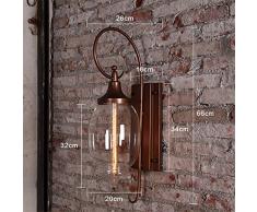 LOSA American Creative Lámpara De Pared Exterior Retro Villa Paredes Exteriores Luz Patio Luz Impermeable Gran Vidrio Pasillo Balcón Pared 20 * 66Cm