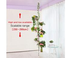 Hershii - Soporte de 7 Capas para macetas de Metal, para Interiores, decoración de macetas, Expositor de Suelo a Techo, Estante de Esquina Ajustable para Colgar – Color Marfil