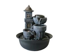 YHDP Simple Interior Fuentes De Mesa,Resina Piedra Roca Fuente De La Cascada,con Bola De Feng Shui Ganar Dinero Oficina Casa Decoración De Regalo Negro A 12.2inch