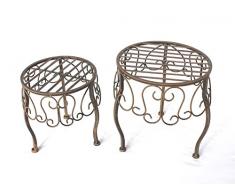 DanDiBo Taburete Juego de 2 Flor Soporte 140129 Planta Soporte Taburete Mesa Auxiliar