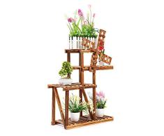Estantes De Plantas De Madera Maciza Estante De Jardín De Flores Diseño De Molino De Viento Soporte De Exhibición De Plantas De Flores Balcón Duradero Decoración De Flores