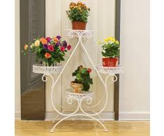 Tosbess Maceteros Porta Macetas para plantas, Soporte Macetas Plantas Metálico, Escalera Estantería Decorativas de Plantas Flores para Decoración Exterior Interior Jardín Baño de 3 Pisos,80 x 24cm